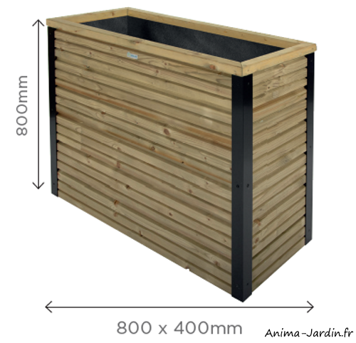 jardiniere-en-bois-rectangle-171l-solid-bac-a-fleur-extérieur, plantes, pas cher, achat