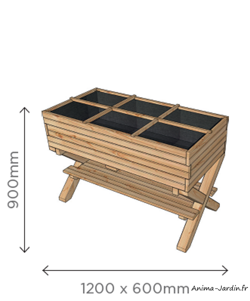 Carré potager sur pied, 4 cases, hauteur ajustable, bois, potager extérieur,  Solid, achat, pas cher