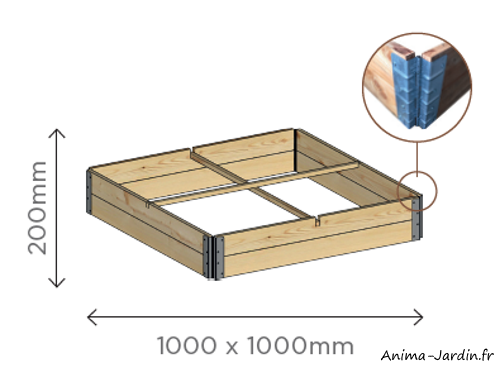 Carré potager sur pied, 4 cases, hauteur ajustable, bois, potager extérieur,  Solid, achat, pas cher