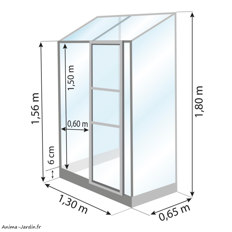 Serre de jardin Melissa, 0.90 m², 0,65 m x 1,30 m, aluminium, verre trempé, achat, pas cher